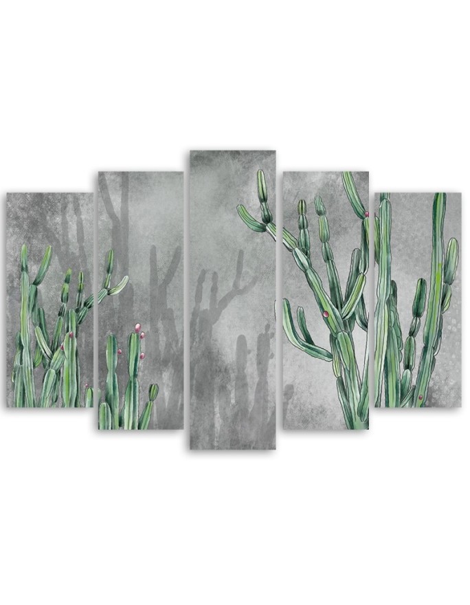 Five-part painting for living room - Large desert cactus | FEEBY