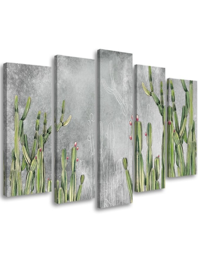 Five-piece canvas print - Large desert cactus | FEEBY