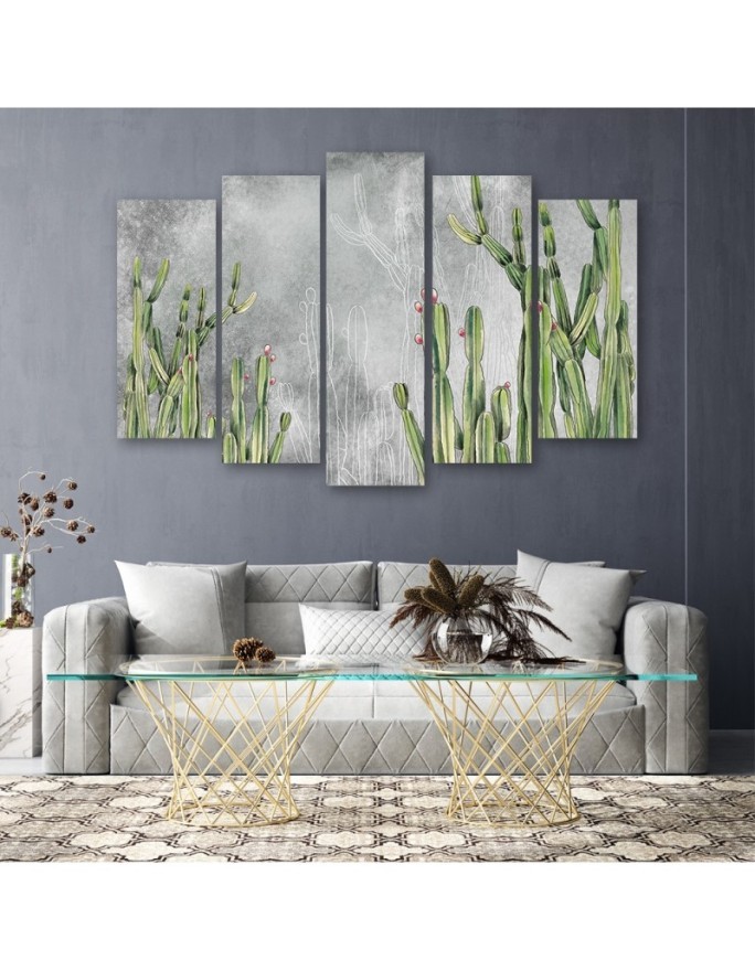 Five-piece canvas print - Large desert cactus | FEEBY
