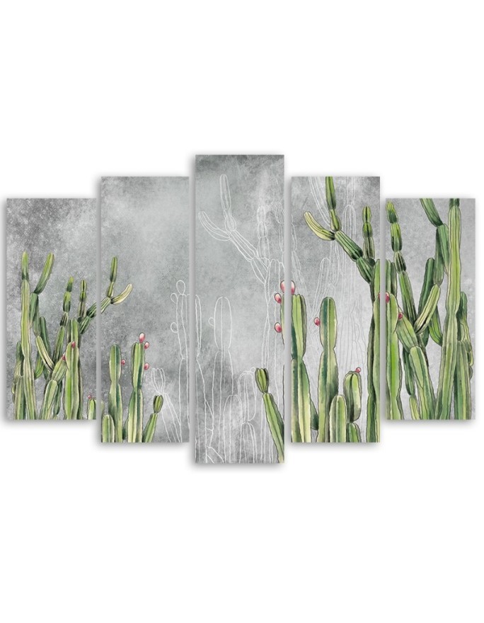 Five-piece canvas print - Large desert cactus | FEEBY