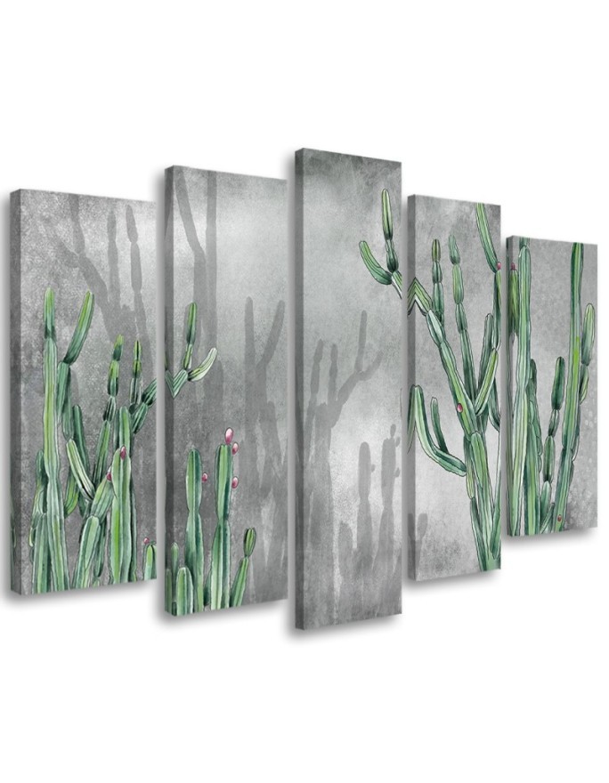 Bedroom painting five-part - Large desert cactus | FEEBY