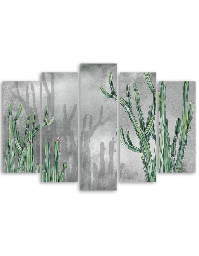 Bedroom painting five-part - Large desert cactus | FEEBY