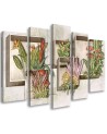 Canvas print 5 parts for living room - Square boxes shelves with flowers | FEEBY
