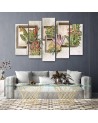 Canvas print 5 parts for living room - Square boxes shelves with flowers | FEEBY