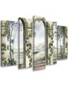 Five-part canvas painting - Columns and arches with ivy | FEEBY