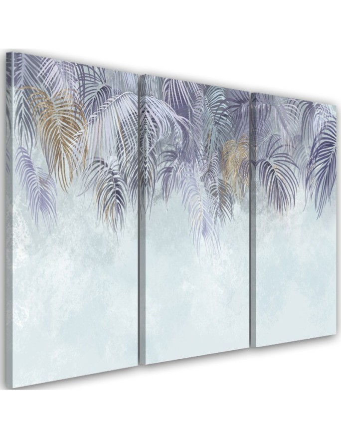 Three-part modern canvas painting - Palm leaves | FEEBY