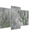 Three part painting - Large desert cactus for living room | FEEBY
