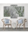 Three part painting - Large desert cactus for living room | FEEBY