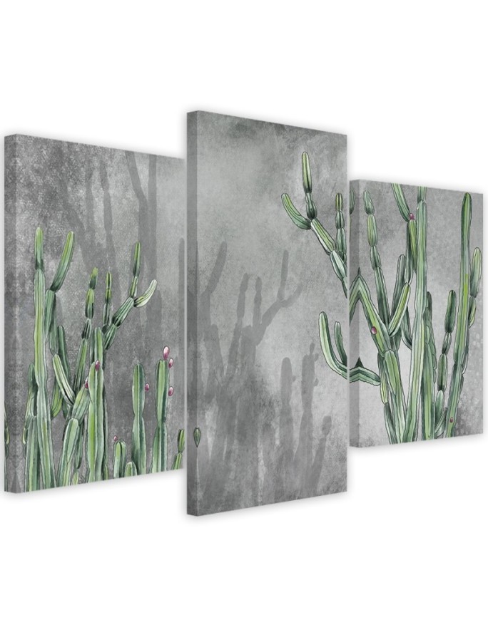 Triptych modern painting - Large desert cactus | FEEBY