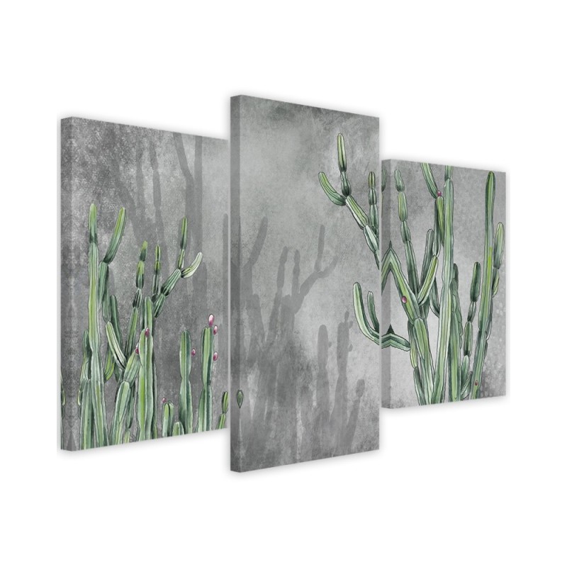 Triptych modern painting - Large desert cactus | FEEBY