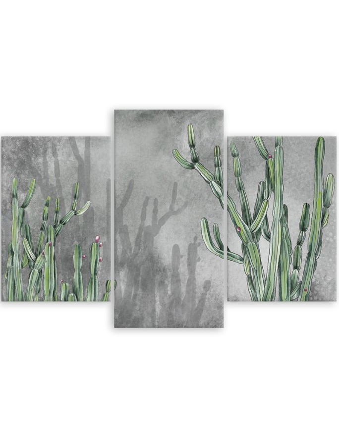 Triptych modern painting - Large desert cactus | FEEBY