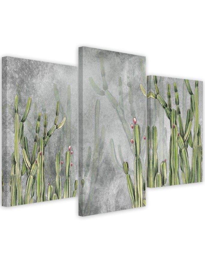 Modern painting for office 3-part - Large desert cactus | FEEBY