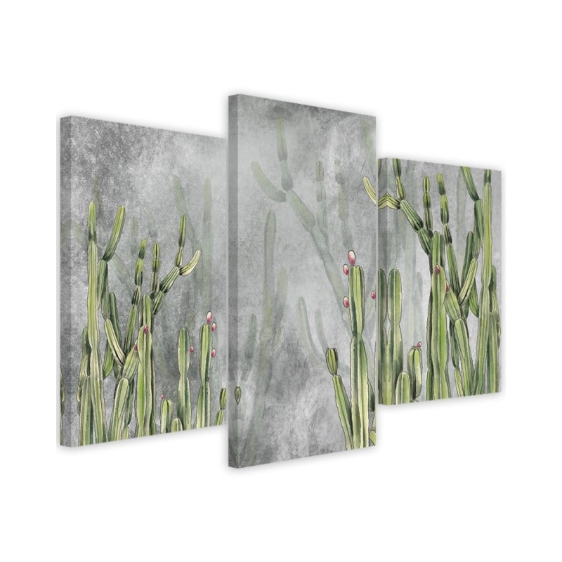 Modern painting for office 3-part - Large desert cactus | FEEBY