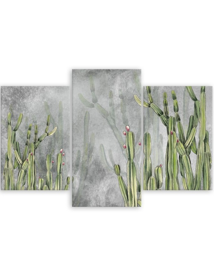 Modern painting for office 3-part - Large desert cactus | FEEBY