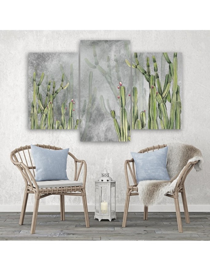 Modern painting for office 3-part - Large desert cactus | FEEBY