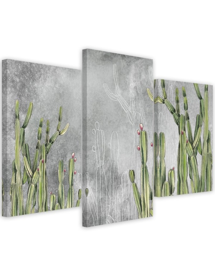 Printed living room triptych - Large desert cactus | FEEBY