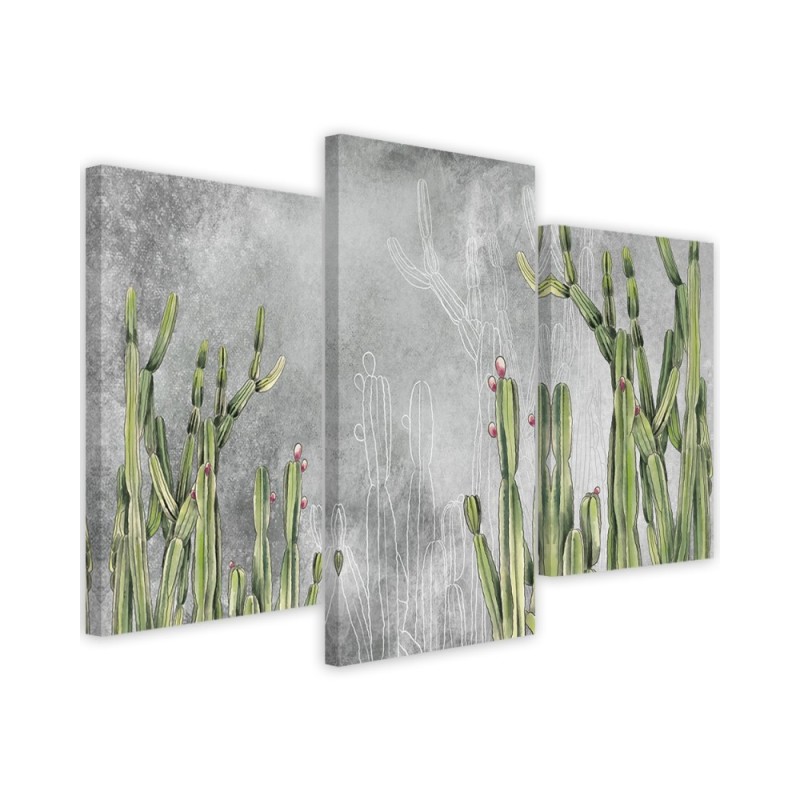 Printed living room triptych - Large desert cactus | FEEBY