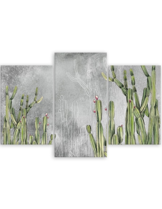 Printed living room triptych - Large desert cactus | FEEBY