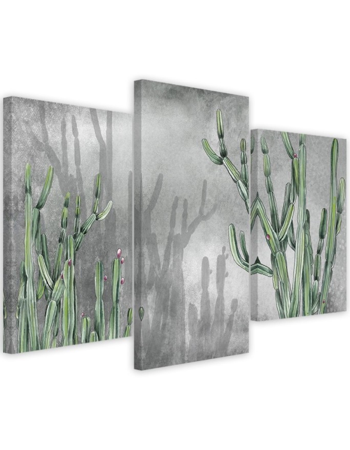 Study painting modern 3-part - Large desert cactus | FEEBY