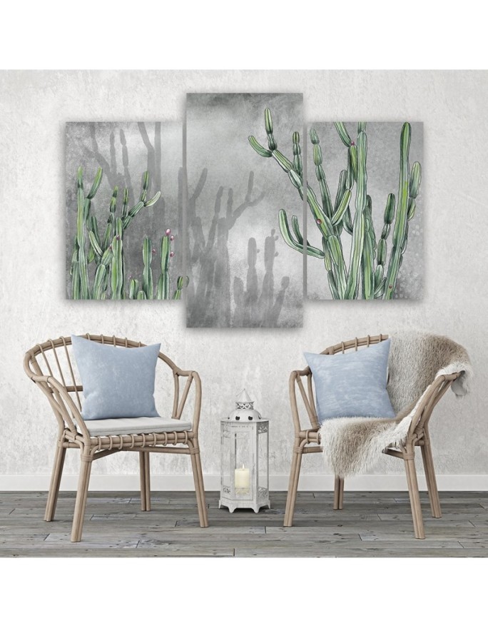 Study painting modern 3-part - Large desert cactus | FEEBY