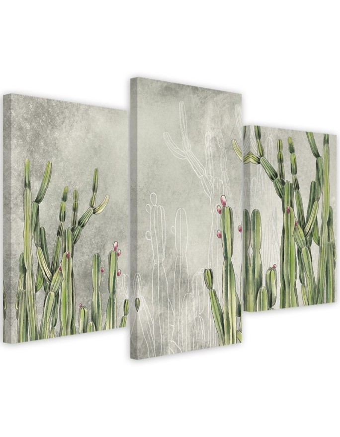 Canvas triptych - Large desert cactus | FEEBY