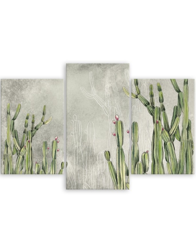 Canvas triptych - Large desert cactus | FEEBY