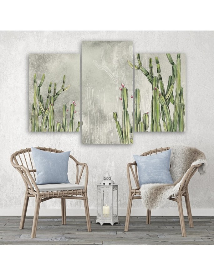 Canvas triptych - Large desert cactus | FEEBY