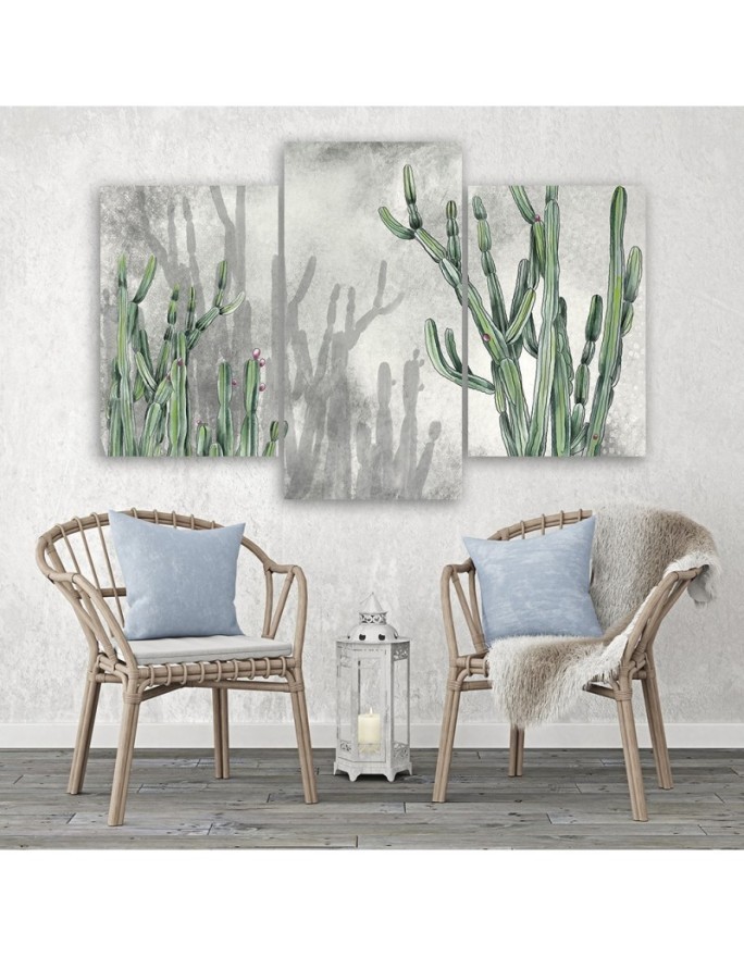 Canvas triptych Canvas print - Large desert cactus | FEEBY