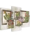 Plant motif print 3 parts - Square boxes shelves with flowers | FEEBY