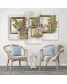 Plant motif print 3 parts - Square boxes shelves with flowers | FEEBY