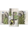 Triptych - Shapes in the wall with plants and birds toucan hummingbird | FEEBY