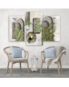 Triptych - Shapes in the wall with plants and birds toucan hummingbird | FEEBY