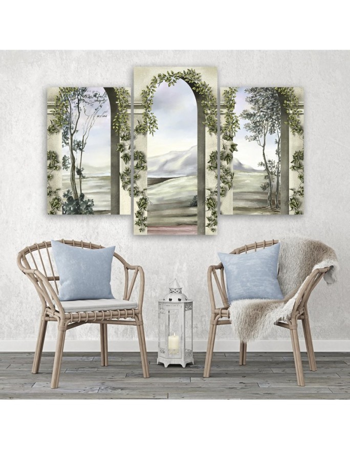 Modern painting for bedroom - Columns and arches with ivy | FEEBY