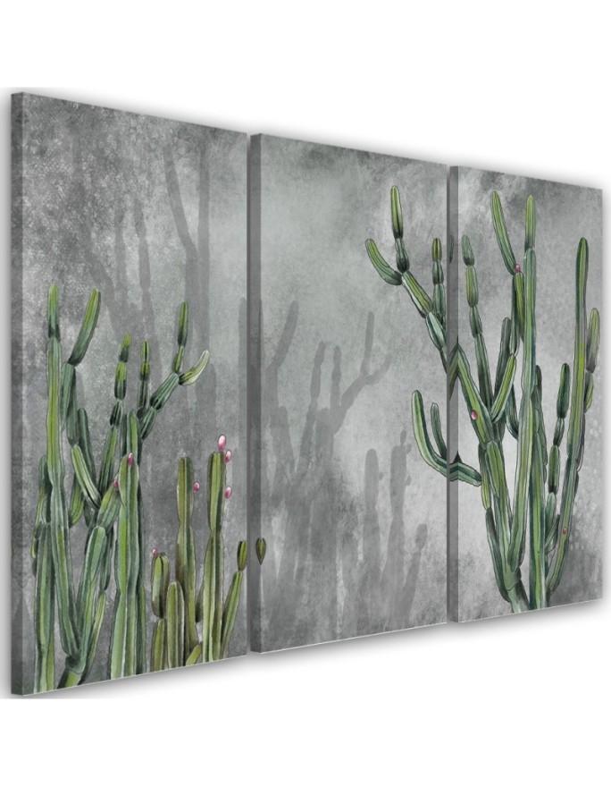 Study triptych painting - Large desert cactus | FEEBY