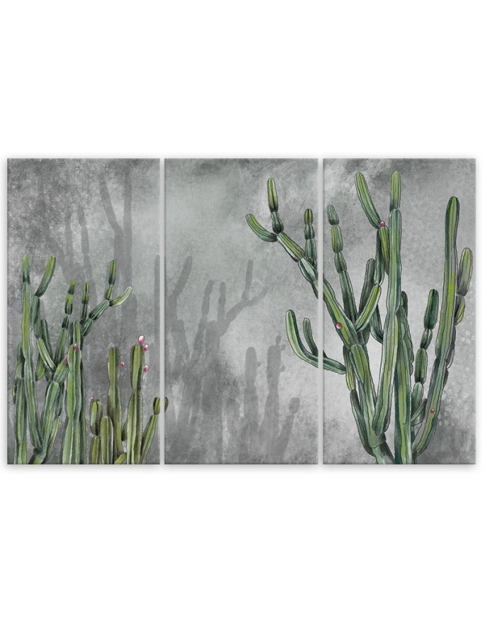 Study triptych painting - Large desert cactus | FEEBY