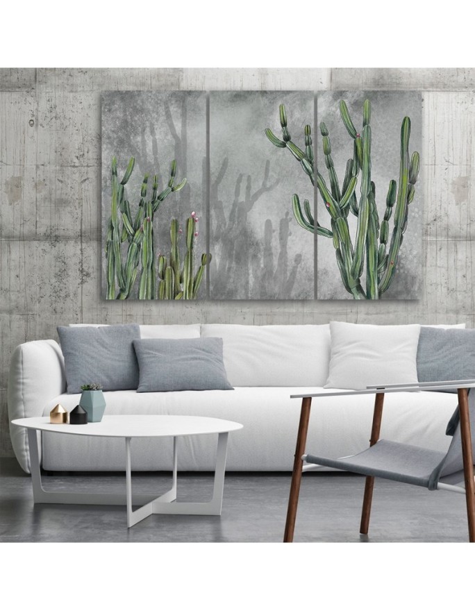 Study triptych painting - Large desert cactus | FEEBY