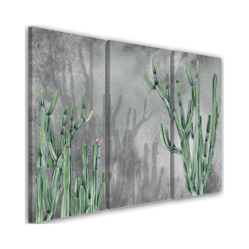 Triptych wall painting for living room - Large desert cactus | FEEBY