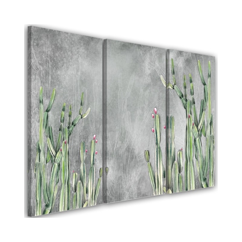 Three-part painting for bedroom - Large desert cactus | FEEBY