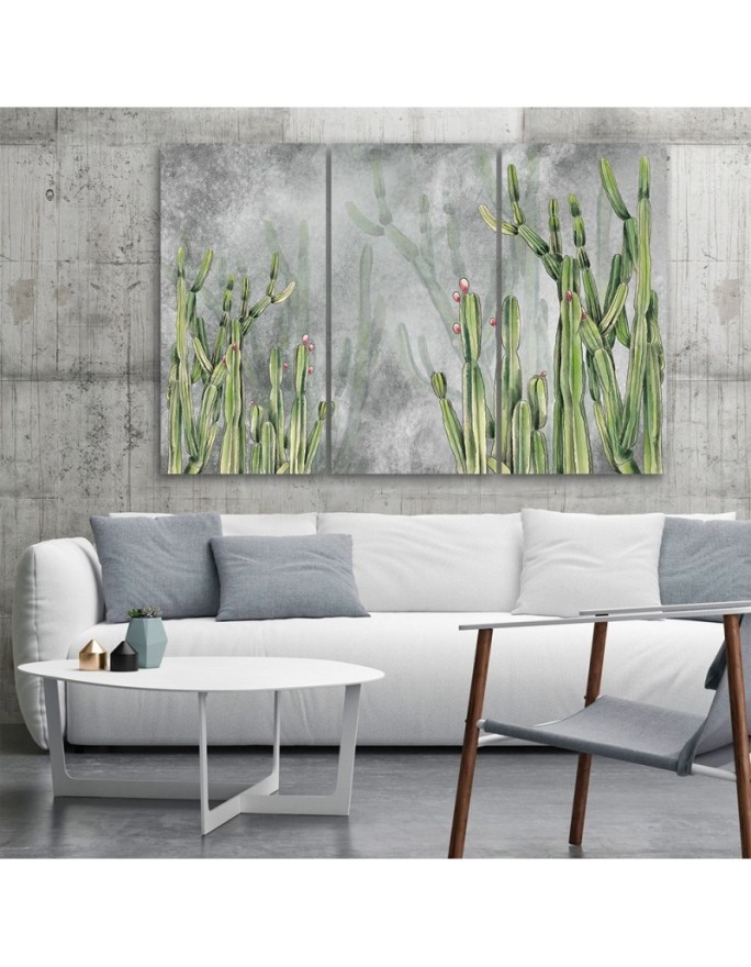 Three part canvas print - Large desert cactus | FEEBY