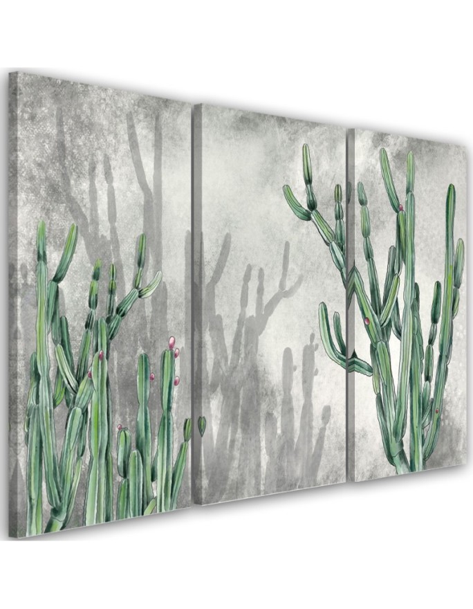 Three-part triptych painting - Large desert cactus | FEEBY