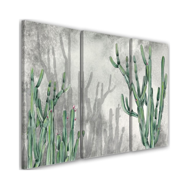Three-part triptych painting - Large desert cactus | FEEBY