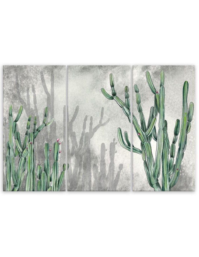 Three-part triptych painting - Large desert cactus | FEEBY