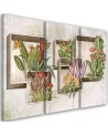 For living room 3-part painting - Square boxes shelves with flowers | FEEBY
