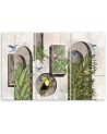 Triptych - Shapes in the wall with plants and birds toucan hummingbird | FEEBY