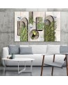 Triptych - Shapes in the wall with plants and birds toucan hummingbird | FEEBY