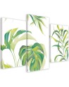 Triptych painting for living room - Monstera leaves | FEEBY