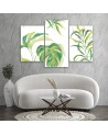 Triptych painting for living room - Monstera leaves | FEEBY