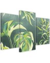 Triptych painting for living room modern - Monstera leaves | FEEBY