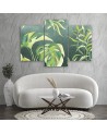 Triptych painting for living room modern - Monstera leaves | FEEBY