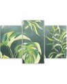 Triptych painting for living room modern - Monstera leaves | FEEBY